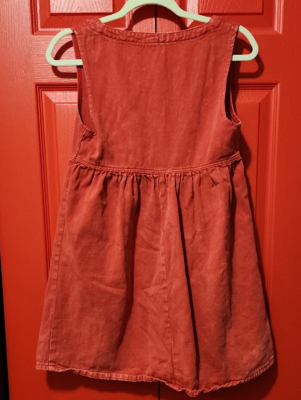 Sz M day + moon Red Button-Front Denim Mini Dress - Picture 2 of 6